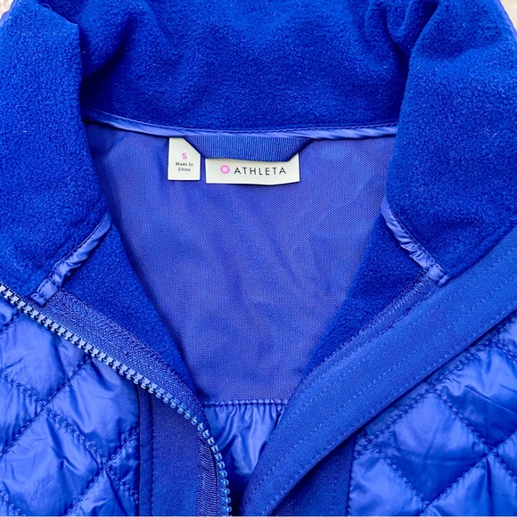 Athleta Rock Springs Quilted Vest Royal Blue Zip Ip Pockets Mock Neck Size S - Picture 7 of 7